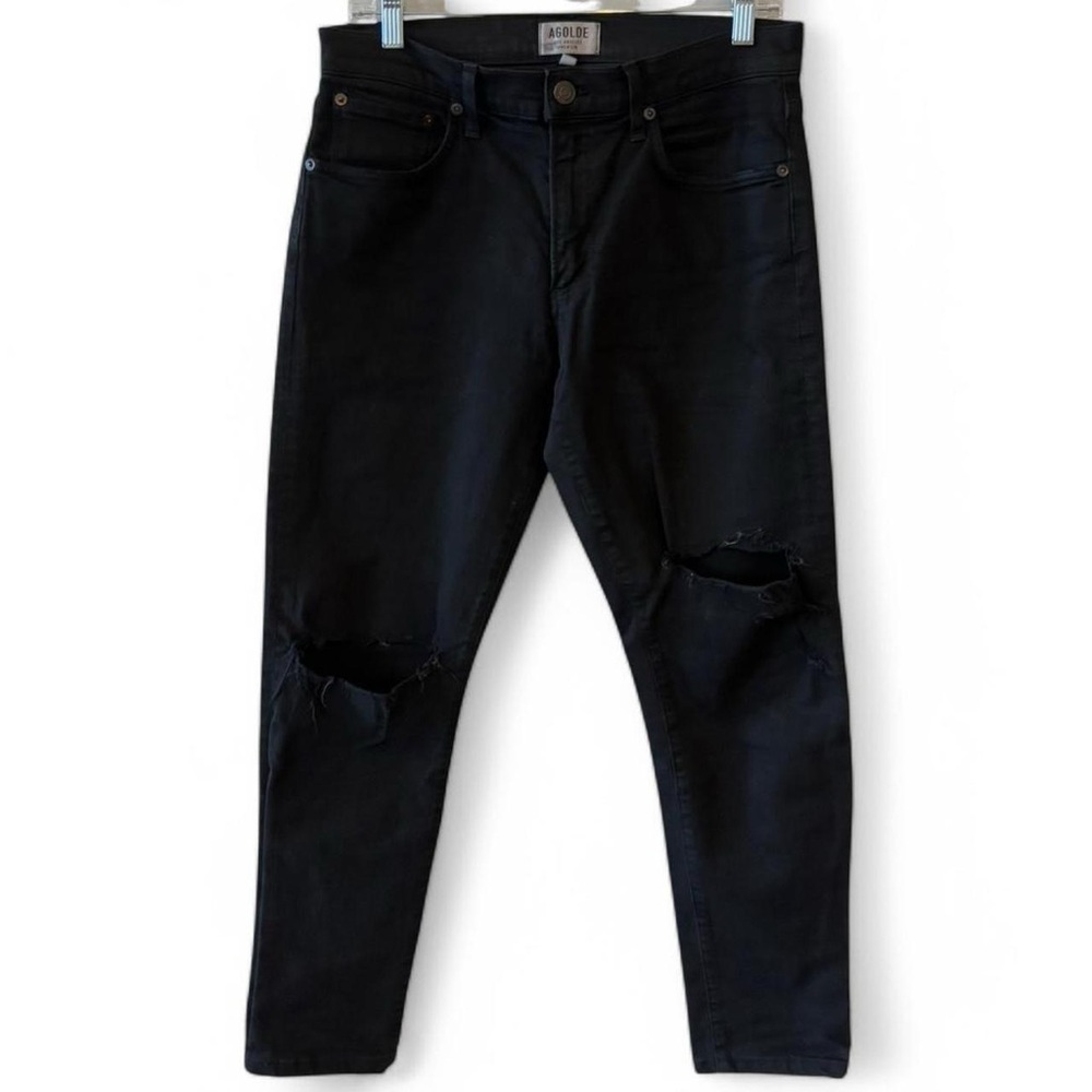 Agolde Feel Good Men’s Black Ripped Knee Skinny Jeans